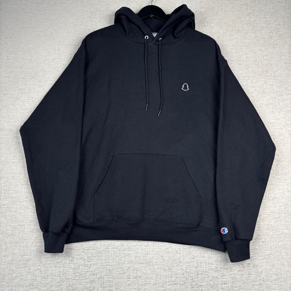 Champion - Snapchat Men's Lrg Ghost Logo Hoodie  Black Pullover Sweatshirt